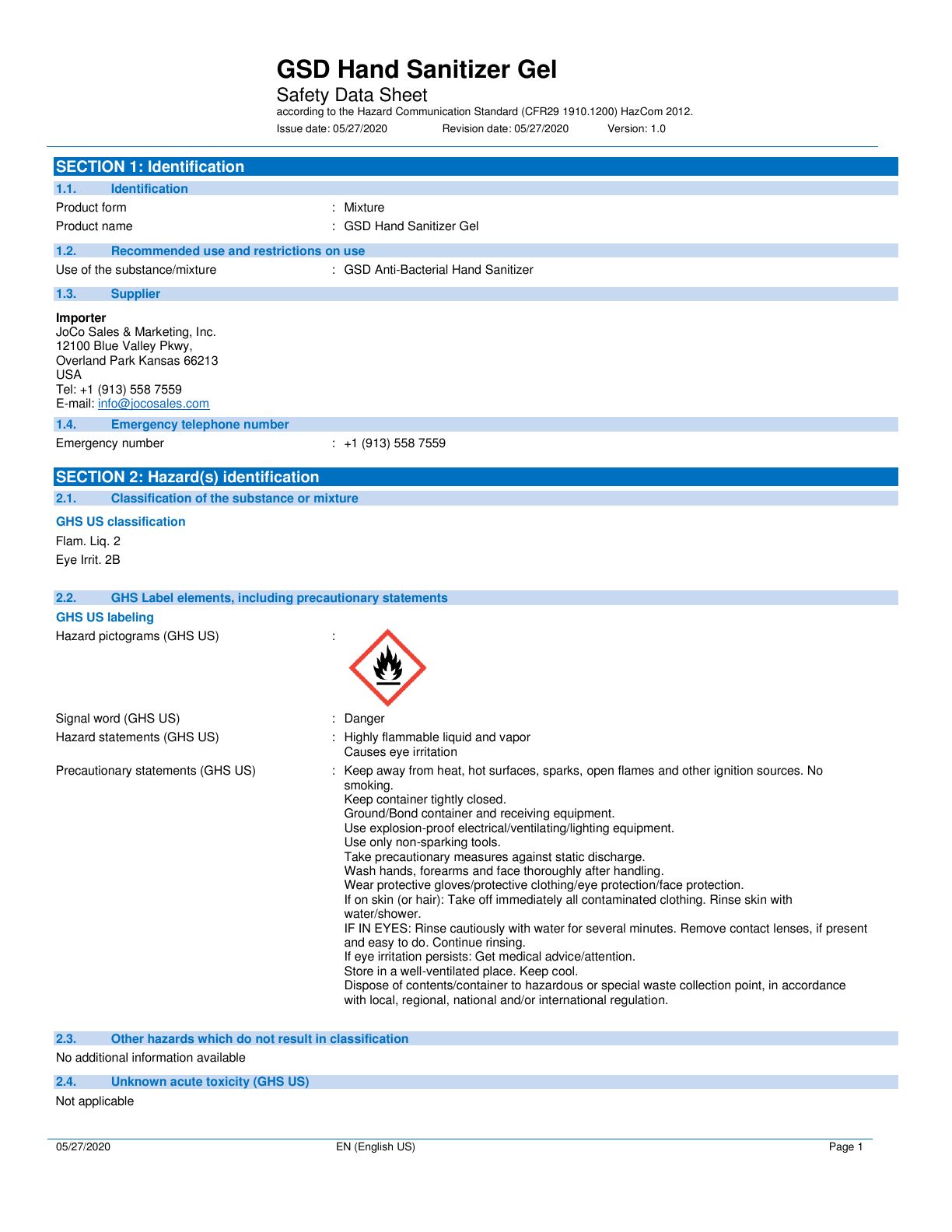 Safety Data Sheets Of Hand Sanitizer And Wet Wipes By GSD