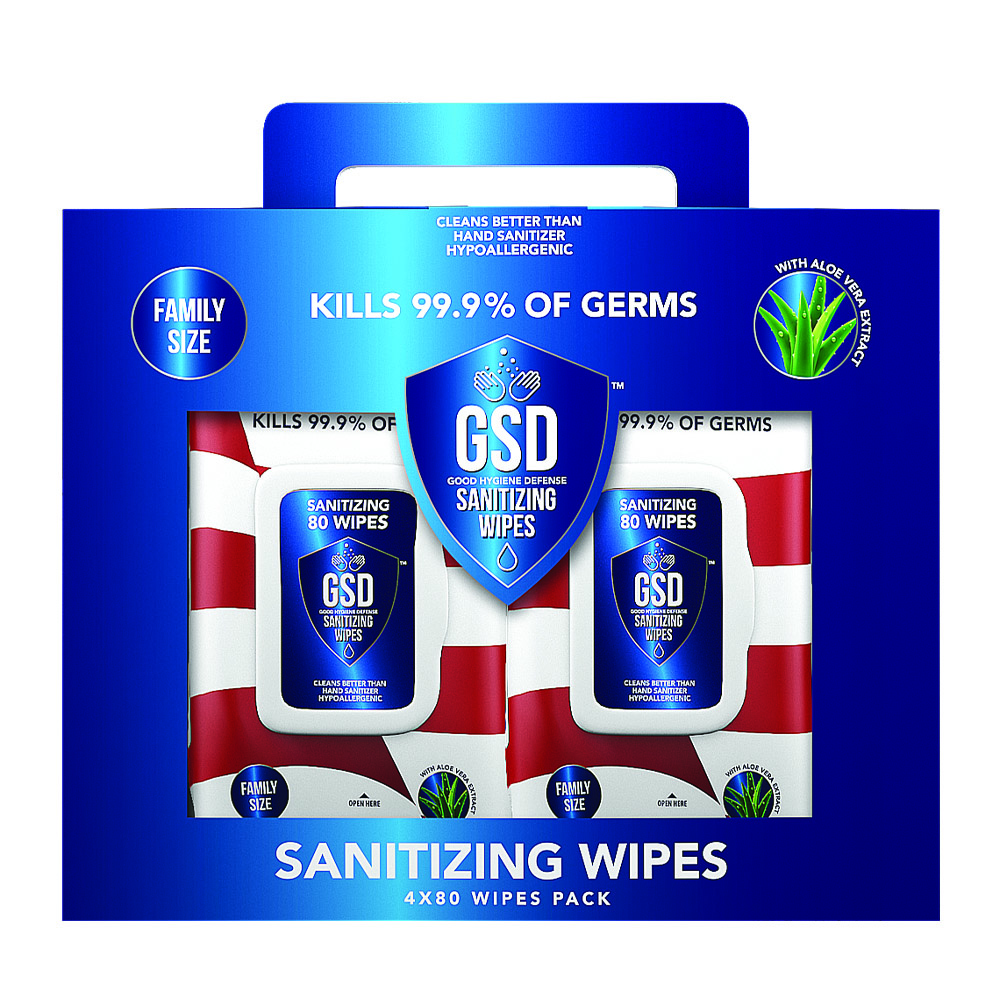 GSD 4x80 disinfectant sanitizing Wet Wipes Box Front 